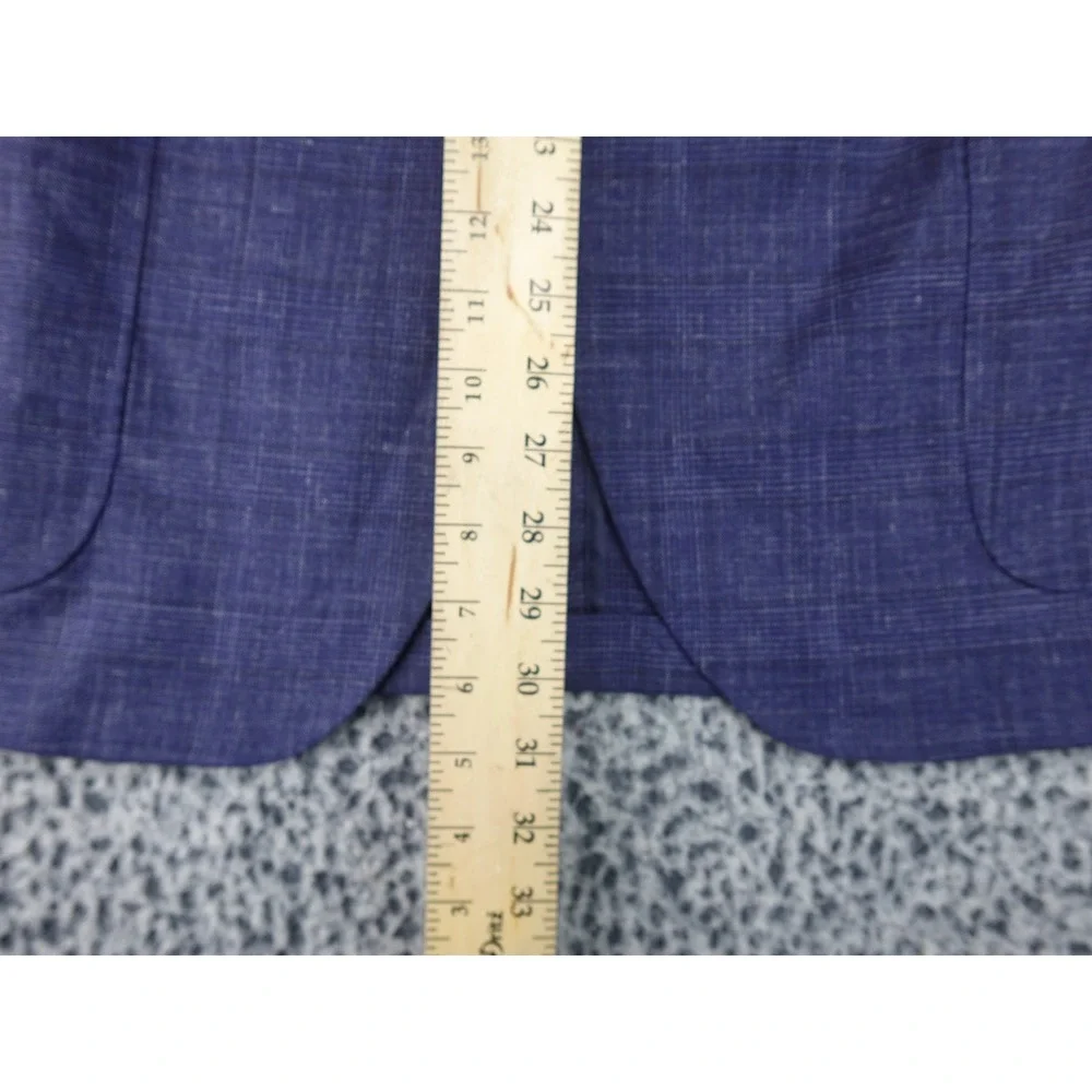 Peter Millar Blazer Mens 46R Navy Blue Good Glen Plaid Patch Pocket Sport Coat